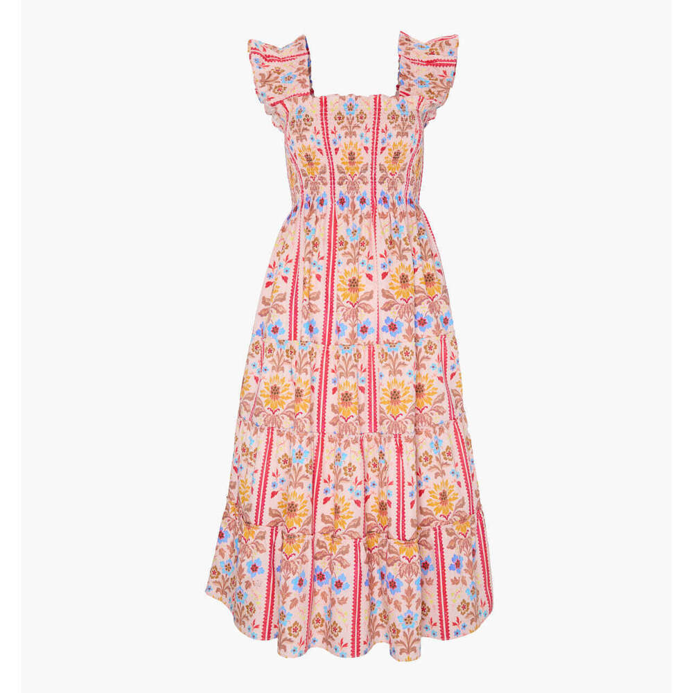 Hill House Home The Ellie Nap Dress - Pink Floral Block Stripe Size LPink Floral